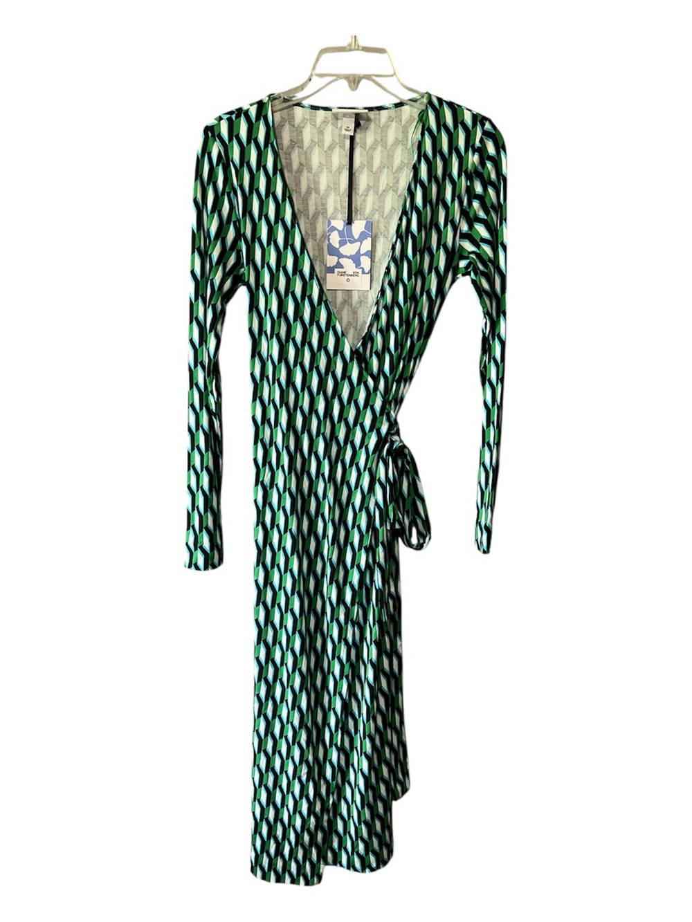 Diane Von Furstenberg‎ Target Green Geometric Wrap Dress XS Long Sleeve DVF NWT